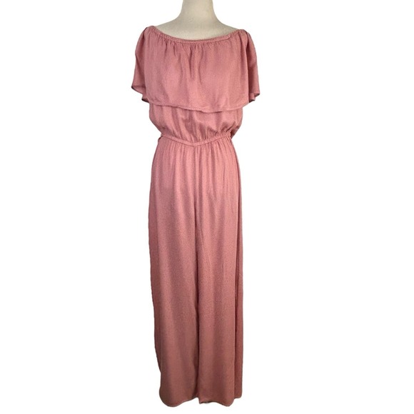 Altar'd State Pants - ALTAR'D STATE Pink Jumpsuit S Off Shoulder Wide Leg Coquette Party Feminine